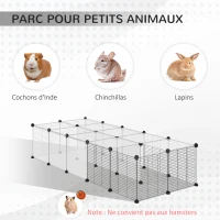 PawHut Enclos pour petits animaux design DIY cage modulable pour cochon d'Inde lapin chinchillas petits animaux domestiques 27 panneaux noir(m-5)