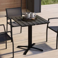 Outsunny Terrassentisch, für 4 Personen, Holzoptik, Aluminiumrahmen, 70 x 70 x 76 cm, Grau(m-10)