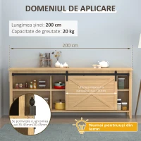 HOMCOM Kit pentru ușă glisantă din lemn cu șină de 200cm și capacitate de 20kg, negru(m-4)