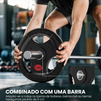 SPORTNOW Discos de Pesos com Orifício de Ø50 mm 2 Discos de 15 kg com Triplo Aperto para Halteres e Barras Ø34x5 cm Preto(m-5)