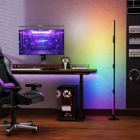 HOMCOM LED-Stehlampe, Standfußlampe mit Fernbedienung und verschiedenen Farben, Timer, App, Musik-Synchronisation, Dunkelgrau(m-10)