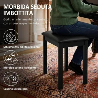 HOMCOM Sgabello per Pianoforte con Gambe in Legno di Caucciù, Seduta Imbottita, Rivestimento in Finta Pelle PU, Nero(m-5)