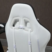 Vinsetto Sedia da Gaming con Altezza Regolabile e Schienale Reclinabile, 65x65x121-129 cm, Bianco e Nero(m-8)
