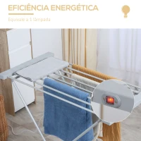 HOMCOM Estendal Elétrico Dobrável 120W Estendal Elétrico de Roupa com Estrutura de Liga de Alumínio 94x50x90cm Prata(m-7)