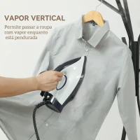 HOMCOM Ferro com Caldeira 2800W 100 g/min 8 Bares Função ECO Base de Cerâmica Desligamento Automático Sistema Anticalcário Autolimpeza Depósito Amovível 2 L Azul(m-7)