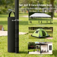 Outsunny 8er-Set Sandsäcke für Pavillonfüße, 40 kg strapazierfähige Sandsäcke aus 600D Oxford-Gewebe, ohne Sand, Schwarz(m-4)