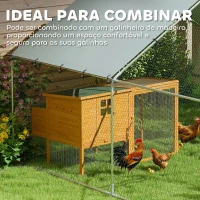 PawHut Galinheiro para Exterior 3x3,4x1,9 m Galinheiro de Aço Galvanizado com Cobertura Anti-UV Gaiola para 10-15 Galinhas Prata(m-5)