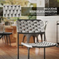 Outsunny Polyrattan Gartenmöbel Set, Outdoor Lounge Balkonmöbel für 2 Personen, 3-teilig 2 Stühle, Tisch Grau(m-6)