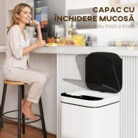 HOMCOM Coș de Gunoi de 13L cu Senzor și Spațiu pentru Deodorante, din Oțel și PP, 24x24x41 cm, Alb și Negru(m-7)