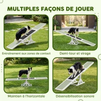 PawHut Agility sport pour chien bascule équipement entrainement chien antidérapant 180 x 30 x 30 cm gris blanc(m-6)