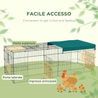 PawHut Gabbia per Conigli da Esterno e Interno con Tettuccio in Acciaio, 220x85x70cm, Verde(m-4)