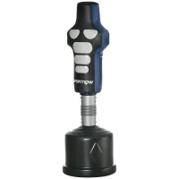 SPORTNOW Boxdummy, freistehend, höhenverstellbar, schwerer Standfuß, Kunstleder, schwarz+grau+blau, 55 x 55 x 178-207 cm(m-11)