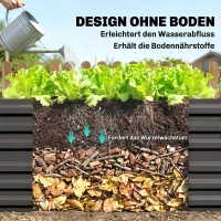 Outsunny Pflanzenkübel, Handliches Blumenbeet zum Anpflanzen, Hegen und Pflegen, Hochbeet, Stahl, Dunkelgrau(m-6)