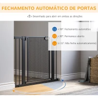 PawHut Barreira de Segurança para Cães Extensível 75-103 cm com 2 Extensões Duplo Bloqueio Fechamento Automático Preto(m-5)
