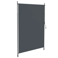 Outsunny Seitenmarkise, Montage ohne Bohren, höhenverstellbar, mit Handkurbel, Metallrahmen, grau, 2 x 2,15-3,05 m(m-8)