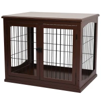 PawHut Hundebox, 2 Eingänge, abschließbar, MDF und Metall, 58,4 x 81,3 x 66 cm, Schwarz(m-11)