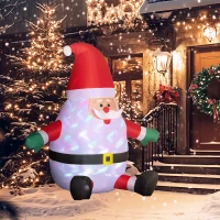 Outsunny Aufblasbarer Weihnachtsmann mit rotierender Lichtkugel, Festtags-Dekoration für den Garten(m-8)