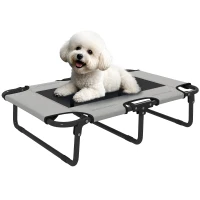 PawHut Erhöhtes Hundebett klappbar Haustierbett, Outdoor Hundeliege mit Netzdesign Hellgrau Oxford 75 x 51 x 18 cm(m-12)