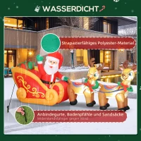 Outsunny Aufblasbare Weihnachtsdekoration, Weihnachtsmann im Rentierschlitten, Polyester(m-6)