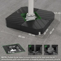 Outsunny Set 4 plăci de bază pentru umbrelă suspendată, umplute cu apă sau nisip până la 80 kg, negru(m-3)