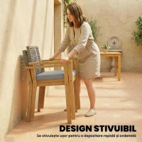 Outsunny Set de 2 Scaune de Exterior pentru Terasă și Grădină, Natural(m-6)