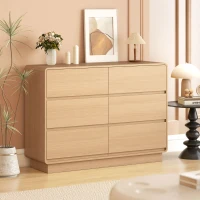 HOMCOM Cómoda com 6 Gavetas Bordos Arredondadas Cómoda para Sala Cozinha Entrada Escritório 120x38x86 cm Madeira(m-10)