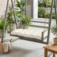 Outsunny Almofada para Bancos de 2 Lugares Almofada Retangular para Interiores e Exteriores Lavável 110x48x8cm Creme(m-7)