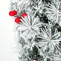 HOMCOM Couronne de Noël Lumineuse 60 cm Enneigée Floquée avec 50 LED, 15 Boules Décoratives, 140 Branches, 8 Modes, Vert(m-12)