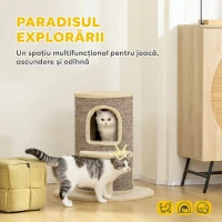 PawHut Turn Per Pisici a 2 Niveluri Con 2 Ascunzători E Superficie In Sisal(m-4)