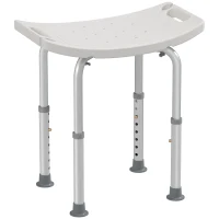 HOMCOM Tabouret de douche chaise de douche pour personnes âgées et handicapées, hauteur réglable, patins antidérapants, chaise de bain en alliage d'aluminium antirouille, blanc(m-12)