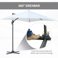 Outsunny Sonnenschirm 245 x 245 cm Kurbelschirm Ampelschirm mit Kurbelvorrichtung Sonnenschutz Alu Roma Schirm Neigungswinkel verstellbar Creme(m-4)