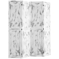 HOMCOM Biombo Dobrável de 4 Painéis Separador de Ambientes Elegante para Dormitórios Sala de Estar 160,5x170cm Branco Rústico(m-11)