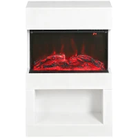 HOMCOM Elektrischer Kamin, 2 Heizstufen, 6 Flammenfarben, Thermostat, Fernbedienung, Weiß(m-11)