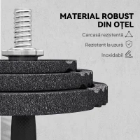 SPORTNOW Greutăți pentru Sală 2 în 1 de 42 kg cu 14 Discuri, Haltere și Gantere, din Oțel, 180x24x24 cm, Negru(m-6)