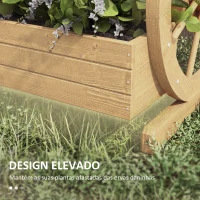 Outsunny Floreira de Madeira com 3 Níveis para Exterior Design em Escada com Rodas e Orifícios de Drenagem 61x62x57 cm Madeira(m-6)