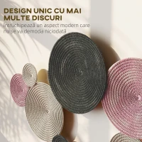 HOMCOM Artă Murală cu 8 Discuri 3D din Metal, 110x7x58 cm, culoare Bronz, Portocaliu și Galben(m-4)