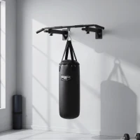 HOMCOM Bară de Tracțiuni pentru Perete 2 în 1 cu 3 Mânere Diferite, din Oțel, 93,5x65x17 cm, Negru(m-8)