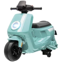 AIYAPLAY 6V Elektro-Motorrad für Kinder, mit Scheinwerfer und Musik, Vor- und Rückwärtsgang, Trainingsräder, 18-36 Monate, Grün(m-11)