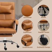 Vinsetto Bürostuhl mit Massagefunktion, ergonomisch, 66x67x114-122cm, Hellbraun(m-7)