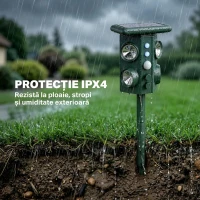 Outsunny Repelent cu Ultrasunete pentru Pisici cu Bliț Led, 15x11x13 cm, Verde(m-8)