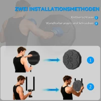 SPORTNOW Boxtrainer mit Musikfunktion, Bluetooth, leuchtende Punkte, Wandaufhängung, Kunstleder, Schwarz(m-5)