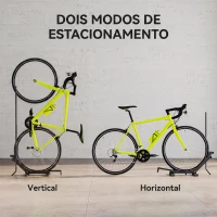 SPORTNOW Suporte de Chão para Bicicletas Vertical e Horizontal com Altura Ajustável para Rodas de 20"-29" e 700c 75x41x71-81 cm Preto(m-4)
