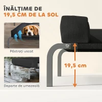 PawHut Pat Ridicat pentru Câini de 19,5 cm cu Pernă în Formă de U, din Poliester și Oțel, 110x75x30 cm, Negru și Argintiu(m-4)