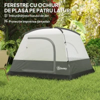 Outsunny Cort de camping impermeabil pentru 3 persoane, cu buzunar, cârlig pentru lanternă și husă, 2x2x1.35m, portocaliu(m-6)