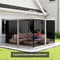 Outsunny Moustiquaires pour tonnelle barnum pavillon de jardin 3 x 3 m - lot de 4 moustiquaires zippées noir et crème(m-10)