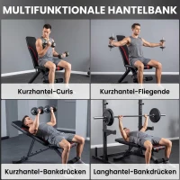 SPORTNOW Klappbare Workout-Bank, 6-stufige Rückenlehne, 4-stufiger Sitz, Metall, gepolstert, Schwarz(m-7)