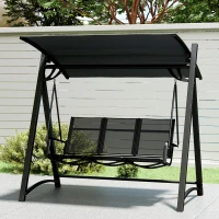 Outsunny Baloiço de Jardim de 3 Lugares com Teto Ajustável UPF50+ Assento Transpirável e Estrutura em Metal 188x130x183 cm Cinza(m-9)