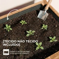 Outsunny Canteiro de Madeira de 4 Níveis Canteiro Elevado Exterior com Orifícios de Drenagem Tecido Não Tecido Castanho(m-7)