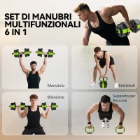 SPORTNOW Set Pesi Palestra 6 in 1 Multifunzione da 20kg Totali in Plastica e Sabbia, 125x18x18 cm, Verde(m-4)