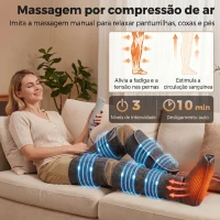 HOMCOM Massajador de Pernas com Calor e Compressão 3 Modos Automáticos e 3 Intensidades Cinzento(m-4)